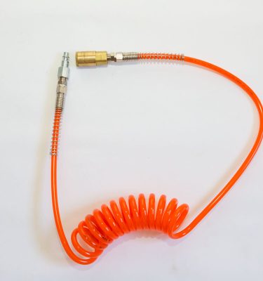 8mm x 2.5m Polyurethane Spiral Air Hose WITH 1/4" BSP Male Ends & ARB Style couplings